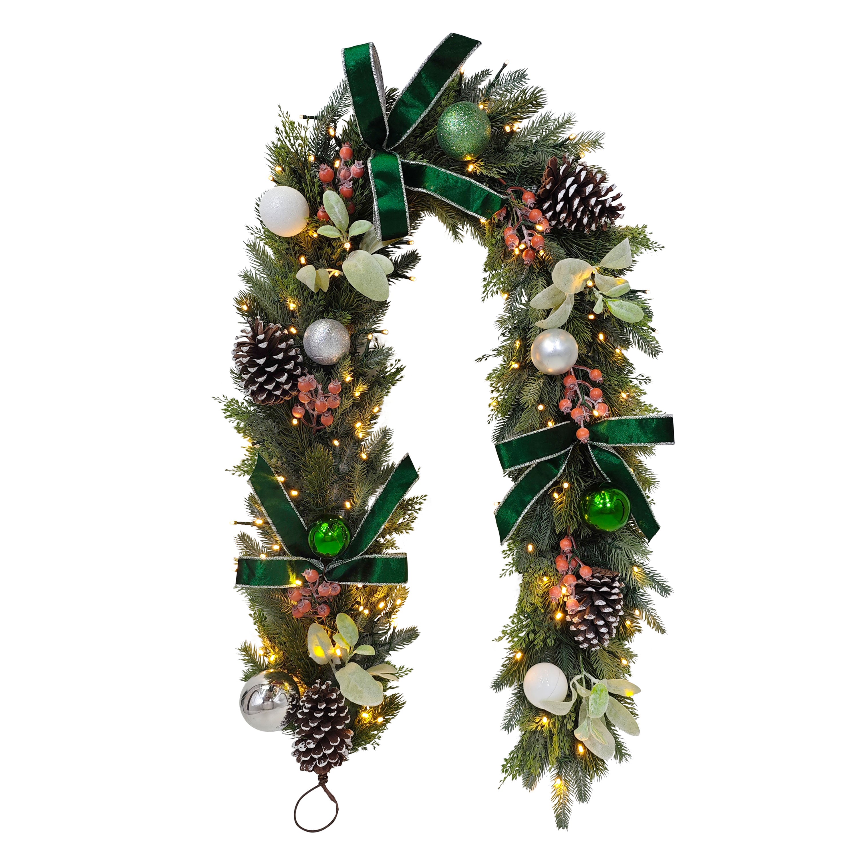 6' x 10" Pre-Lit Battery-Operated Adorned Garland 51019-G6LW120A-BO